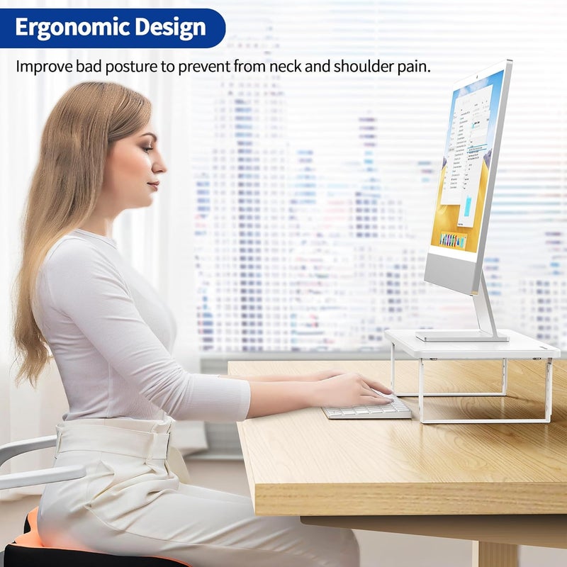 BESIGN MS01 Monitor Stand Riser, Height Adjustable Laptop Stand, Computer Monitor Stand for Monitor, Computer,Laptop,Printer (White) - Image 2